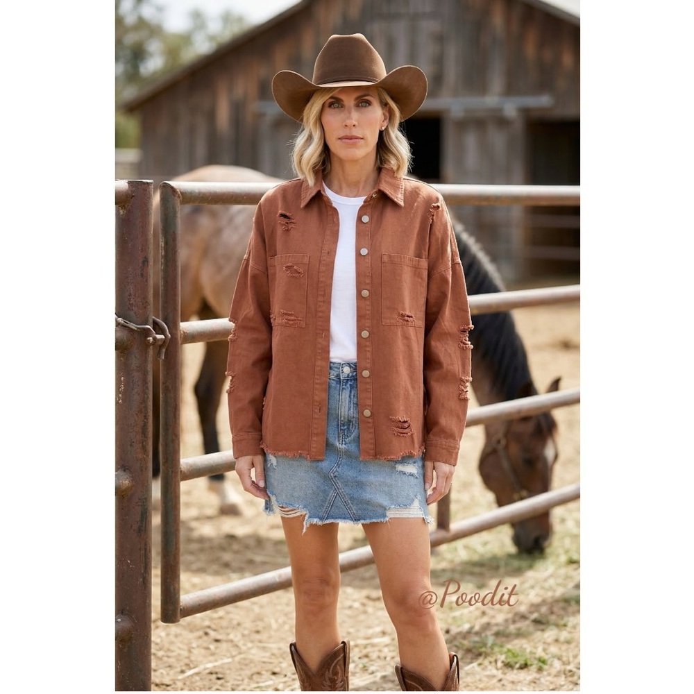 FANTASTIC FAWN distressed over sized top S M L